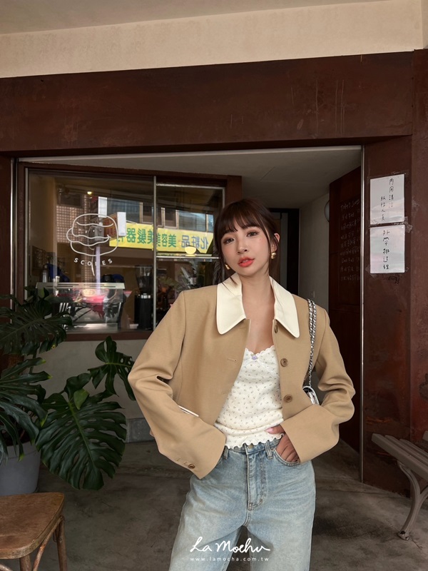 復古撞色短版西裝外套(闆娘.花花清單)